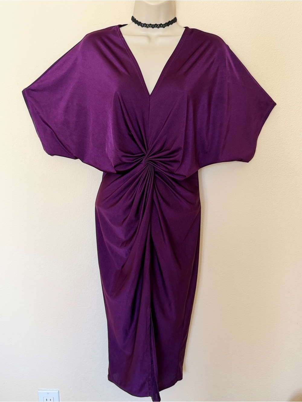 Elegant Purple Twist-Front Women’s Dress